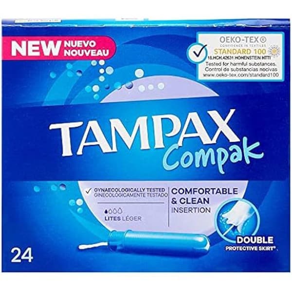 Tampons - TAMPAX - TAMPAX COMPAK LITES - 24 enheter - Lätt flöde - icke tvättbar