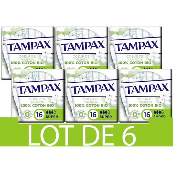 TAMPAX 96 bomullsskydd supertamponger med applikator - förpackning om 6 x 16