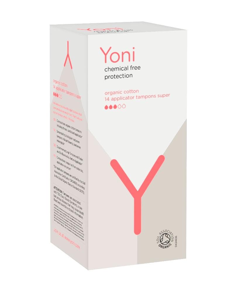YONI_Organic Cotton Applicator Tampons tampony z Aplikatorem z bawełny organicznej Super 14szt