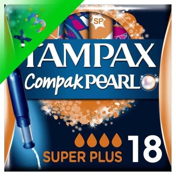 TAMPAX Compak Pearl Super Plus Sanitära tamponger x18 (3-pack)
