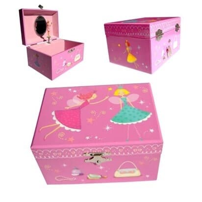 Simply for Kids Smyckeskrin för barn 2 alver Rosa musikdosa med dansande ballerina