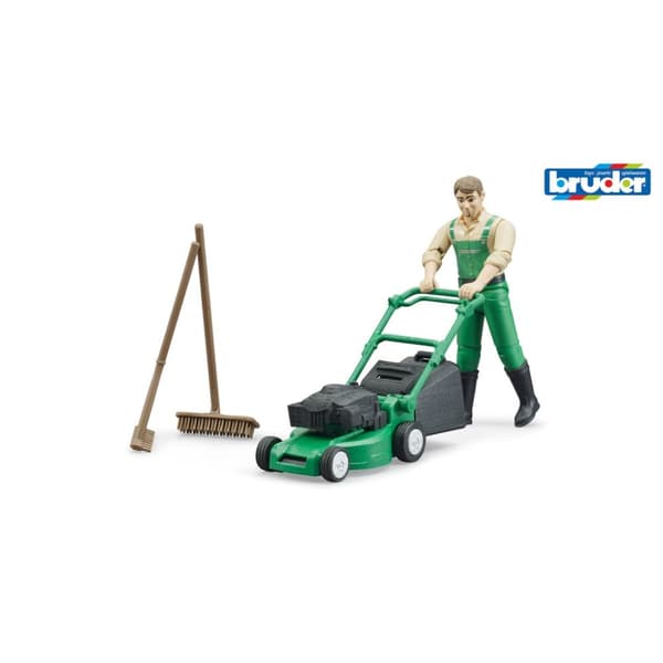 Bruder 62103 Gardener med plæneklipper + tilbehør Sort