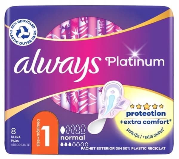 Always Platinum-bindor med vingar 8 st ultra normala