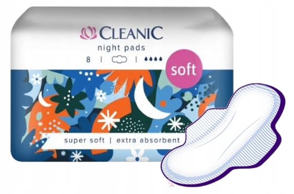 Cleanic Soft nattbindor med vingar 8 st