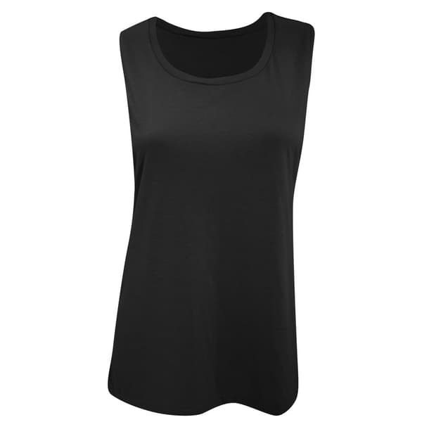 Bella Ladies/Womens Flowy Scoop Muscle Tee / Sleeveless Vest Top Black L
