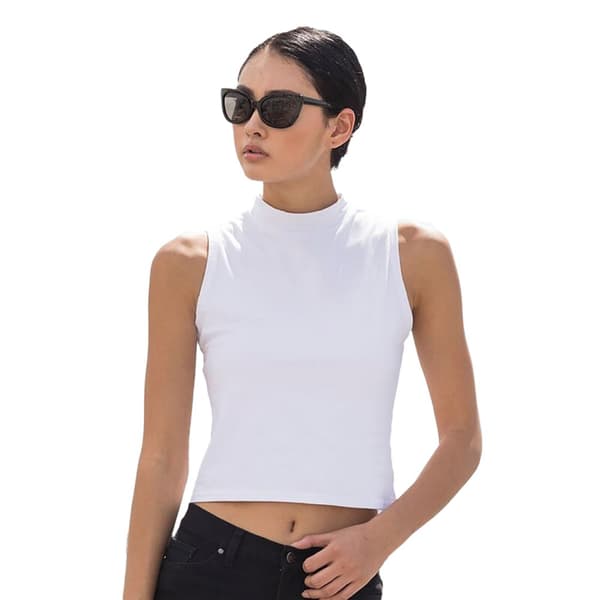 Skinni Fit Kvinnor/Damer med hög hals, Crop, ärmlös väst topp