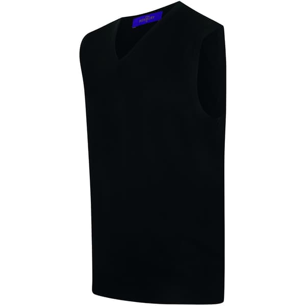 Henbury Ärmlös 12 Gauge V-ringad finstrickad jumper för män