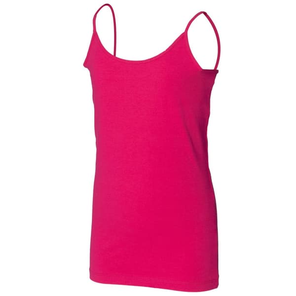 Skinni Minni Girls Long Length Spaghetti Strappy Vest Top Fuchsia 4-6