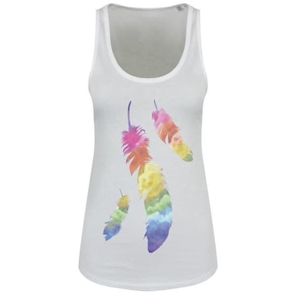 Grindstore Ladies/Womens Rainbow Feathers Floaty Tank