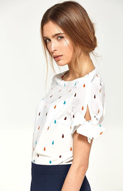 B91L Bluse, ECRU-mønster, 36