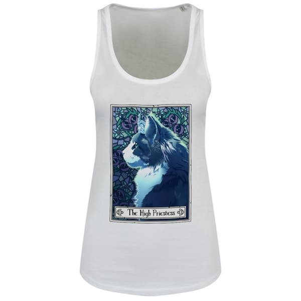 Deadly Tarot Womens/Ladies The High Priestess Felis Floaty Vest Top White L