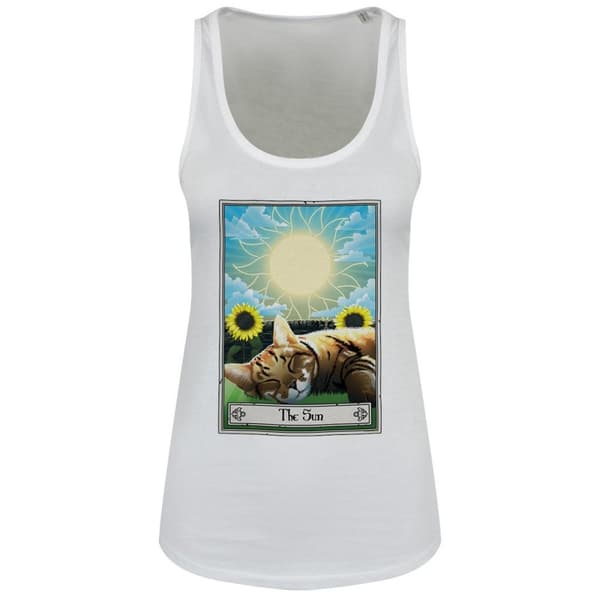 Deadly Tarot Womens/Ladies The Sun Felis Floaty Vest Top White XXL