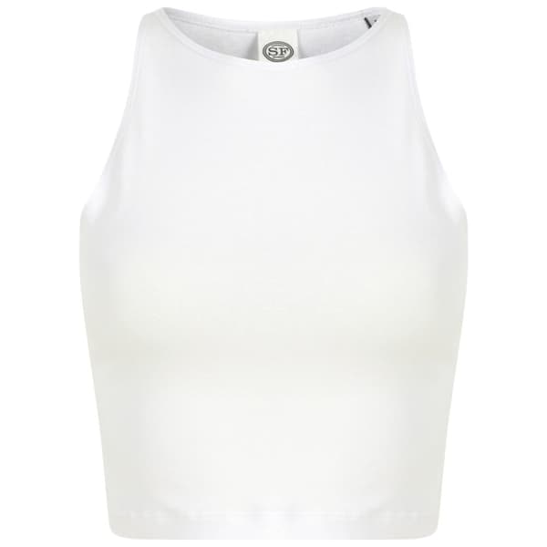 SF Womens/Ladies Cropped Crop Top White XL