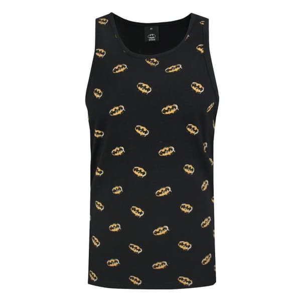 Batman Mens Stencil All-Over Print Vest Black S