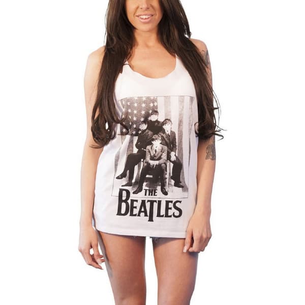 The Beatles Womens/Ladies Baby Doll Stars & Stripes Vest Top