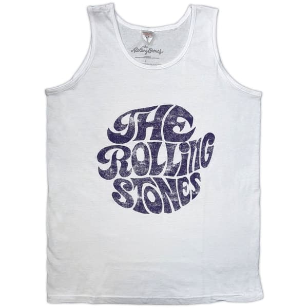 The Rolling Stones Unisex Adult 70s Vintage Logo Vest Top White L