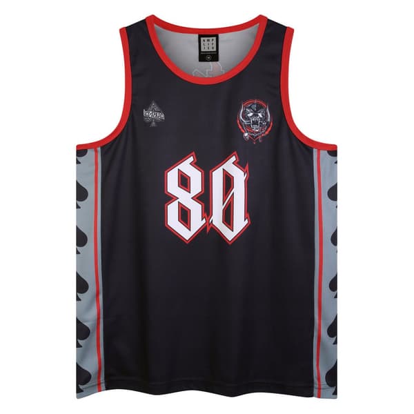 Amplified Mens Live To Win Motorhead Basketball Jersey Charcoal S