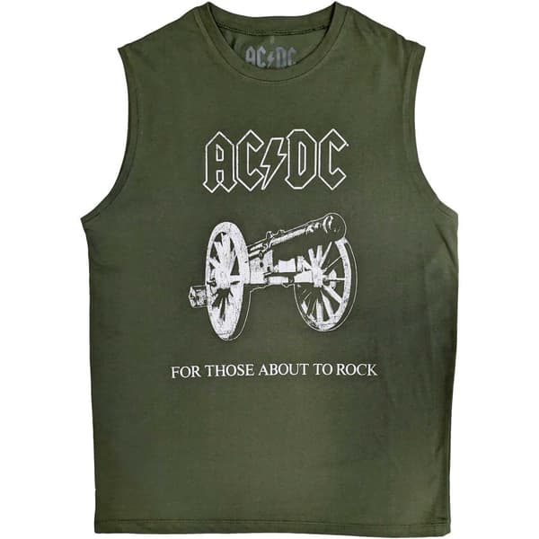 AC/DC Unisex Adult About To Rock Cotton Tank Top Green M