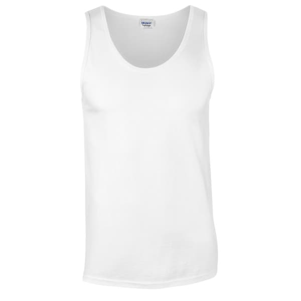 Gildan Mens Plain Soft Tank Top White L