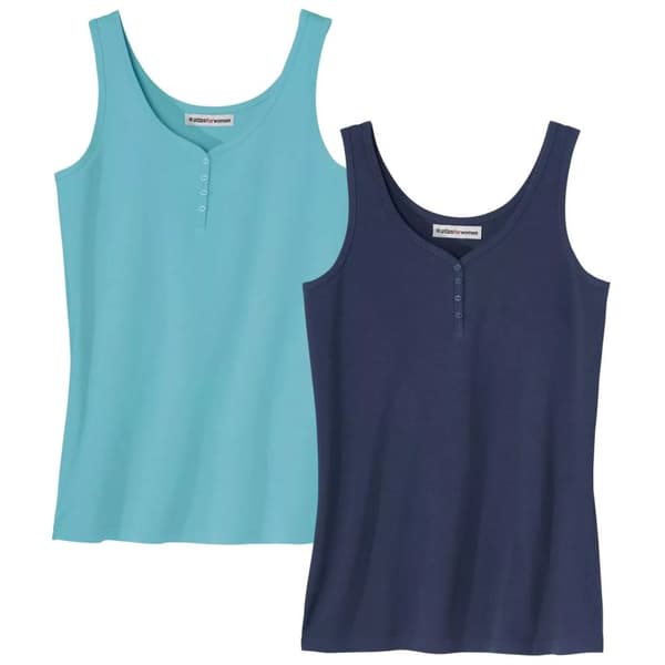 Atlas For Women Västtopp för kvinnor/damer (2-pack) Navy Blue/Turquoise 8 UK - 10 UK