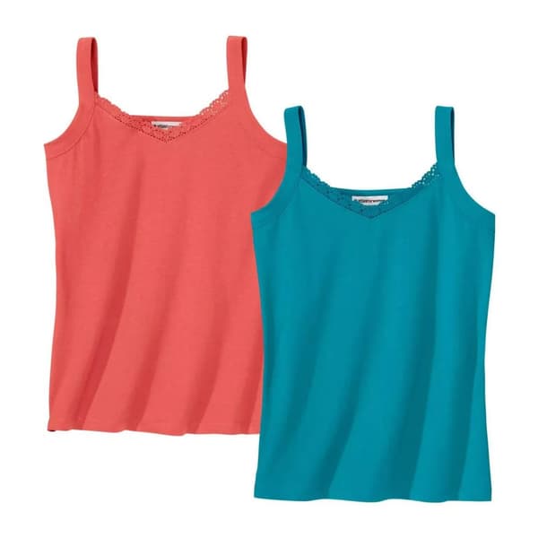 Atlas For Women Västtopp i makramé för damer/damer (2-pack) Pink/Turquoise 8 UK - 10 UK
