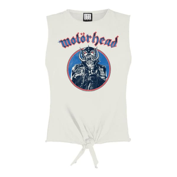 Amplified Womens/Ladies Biker Motorhead Vintage Crop Top White XL
