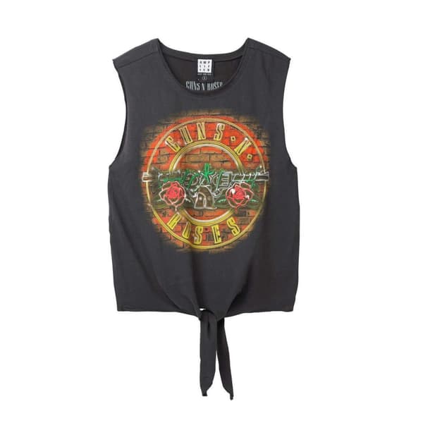 Amplified Womens/Ladies Neon Bullet Guns N Roses Top Charcoal L