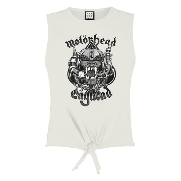 Amplified Dam/Lady Snaggletooth Crest Motorhead Vintage Crop Top White M