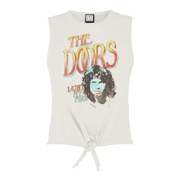 Amplified Dam/Ladies Light My Fire The Doors Vintage Crop Top White S