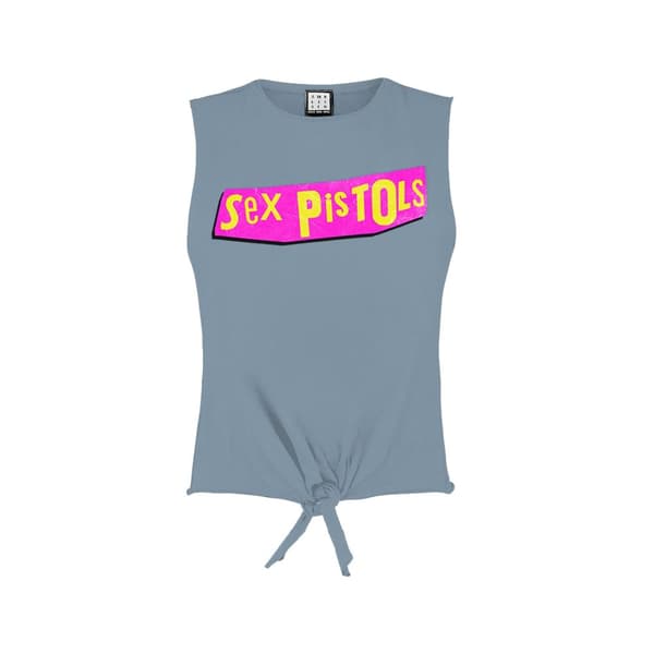 Amplified Womens/Ladies Driver Sex Pistols Logo Sleeveless Crop Top Strange Blue XL