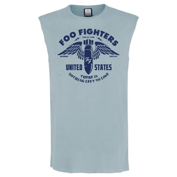 Amplified Mens One By One Foo Fighters Sleeveless Tank Top Strange Blue L