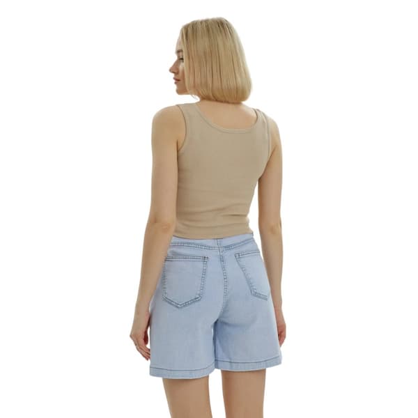 Lookus Dam/Ladies Mercan Button Crop Top
