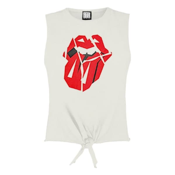 Amplified Dam/Herrar Hackney Diamonds Tongue The Rolling Stones Vintage Crop Top White M