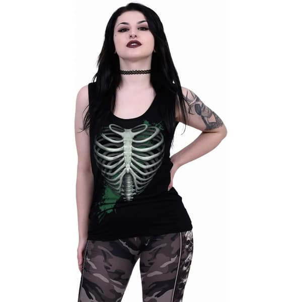 Spiral Direct Womens/Ladies Heart Ribs Glow In The Dark Sleeveless Top