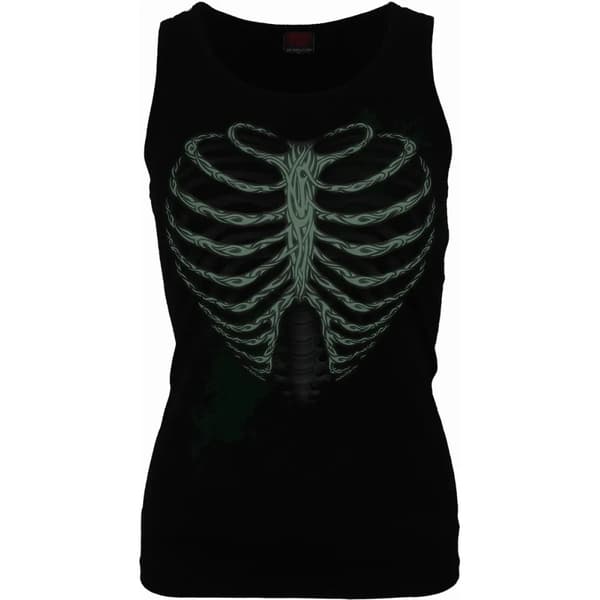 Spiral Direct Womens/Ladies Heart Ribs Glow In The Dark Sleeveless Top