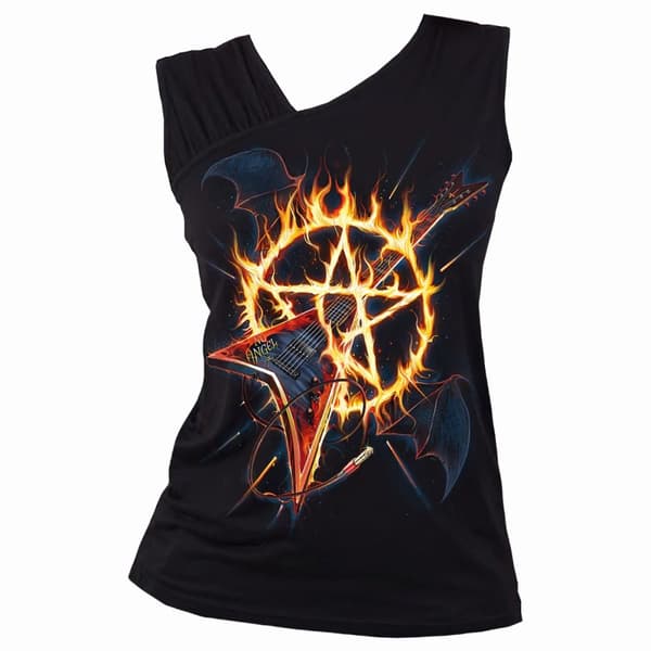 Spiral Direct Womens/Ladies Hot Metal Heart Ribs Gathered Shoulder Sleeveless Vest Top