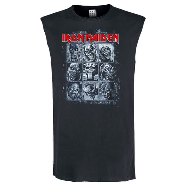 Amplified Mens 9 Eddies Iron Maiden Sleeveless Tank Top Charcoal L