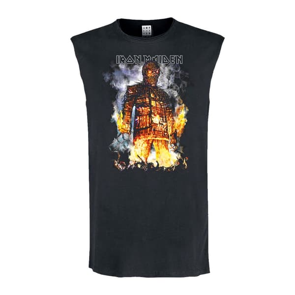 Amplified Mens The Wicker Man Iron Maiden Sleeveless Tank Top Charcoal XS