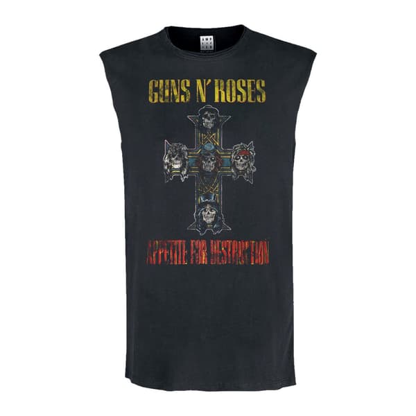 Amplified Mens Appetite For Destruction Guns N Roses Sleeveless Tank Top Charcoal XL