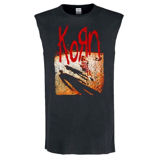 Amplified Mens Self Titled Korn Sleeveless Tank Top Charcoal XL