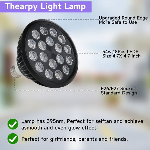 LED UV -kasvotanning-lamppu, säädettävä korkeus ja kulma, 54W teho,EU-pistoke