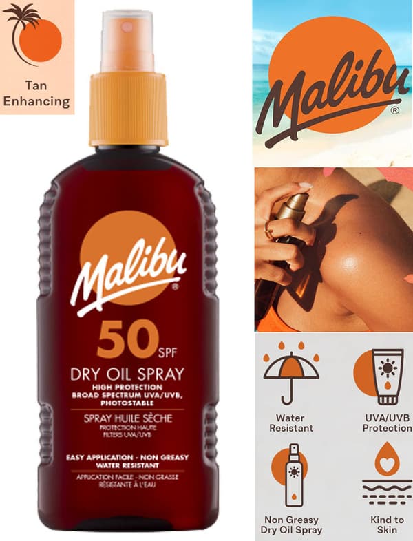 Malibu High Protection Dry Oil Spray Waterproof 200ml SPF 50