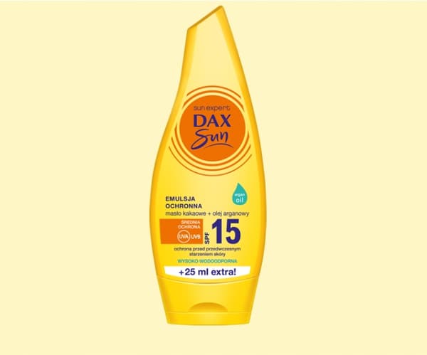 DAX SUN Emulsion SPF15 KAKAOSMÖR ARGANOLJA för solbad 175 ml