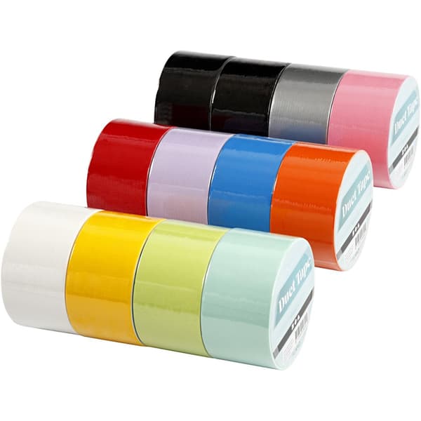 Gaffatape, Ensfarvet, B: 48 mm, ass. farver, 12x5 m/ 1 pk.
