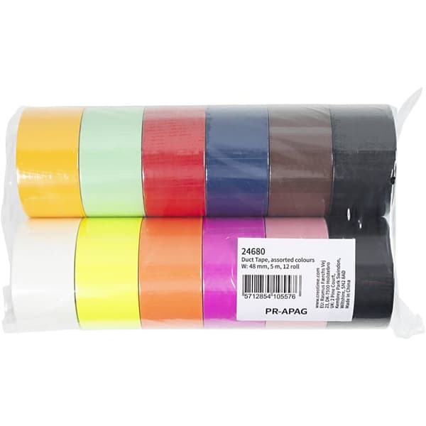 Gaffatejp mixade färger 48 mm 5 m 12-pack