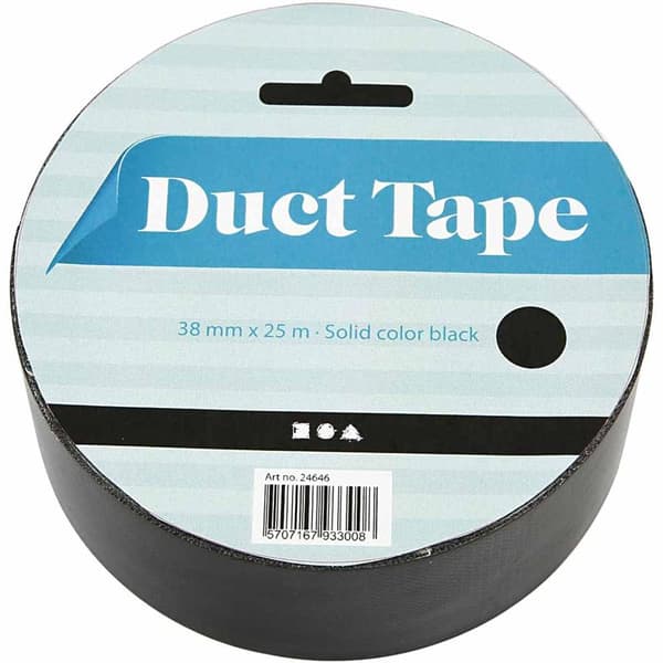 Textiltejp - 38 mm - Svart - 25 m