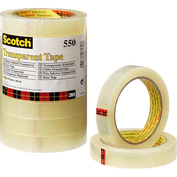Kontorstejp SCOTCH 550 transp. 19mmx66m 8st