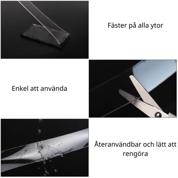 Återanvändbar NanoTejp Dubbelhäftande Transparent 1 m