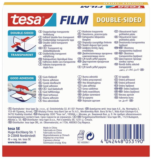 Dubbelhäftande tejp TESA 33mx19mm klar