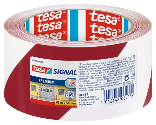 Golvmarkering TESA Prem.50mmx66m röd/vit